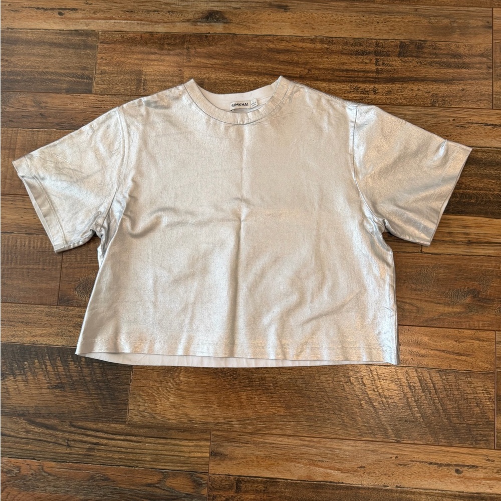 Jonathan Simkhai Silver Short Sleeve Tee